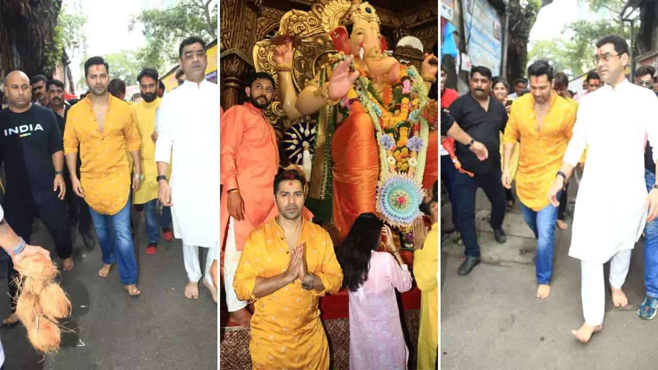 Ganesh Chaturthi 2023 तपती दोपहरिया में नंगे पैर लालबागचा राजा पहुंचे वरुण धवन बप्पा की भक्ति में दिखे लीन