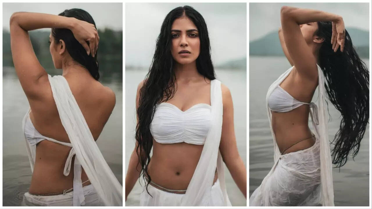 सफेद रंग की साड़ी में Malvika Mohanan ने खिंचवाईं हॉट पिक्स