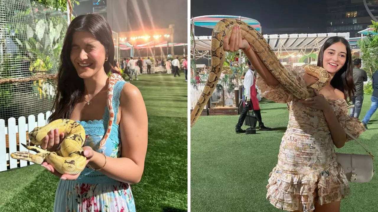 Ananya Panday और Shanaya Kapoor पर चढ़ा खतरों से खेलने का शौक अजगर को गले में लपेटकर दिये पोज