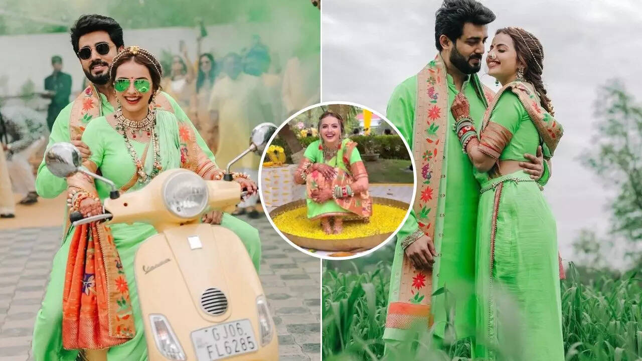 Shrenu Parikh ने हल्दी सेरेमनी में स्कूटर पर मारी धांसू एंट्री होने वाले पति संग दिये एक से एक रोमांटिक पोज