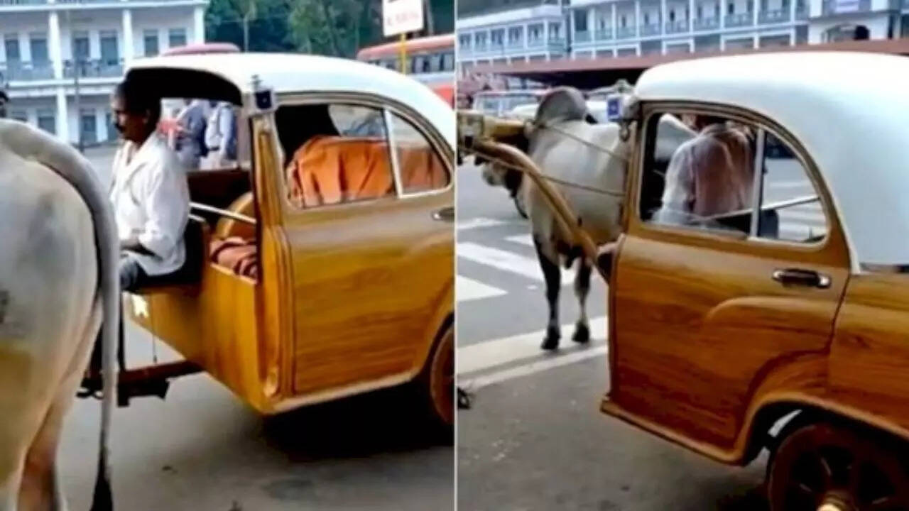 बैलगाड़ी में जोड़ दी हाफ एम्बेसडर कार