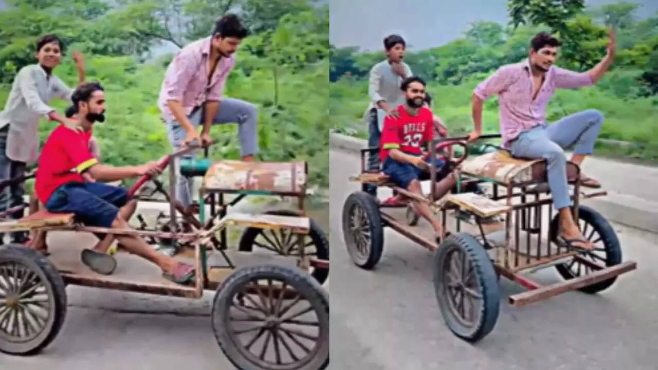 बाइक के इंजन और कबाड़ से बना दी चार पहिया