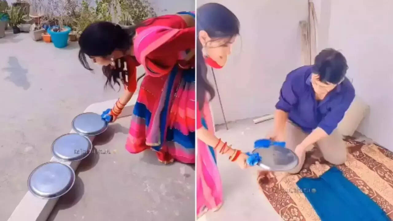 कपड़ा प्रेस करने के लिए पति-पत्नी ने लगाया गजब का जुगाड़ 