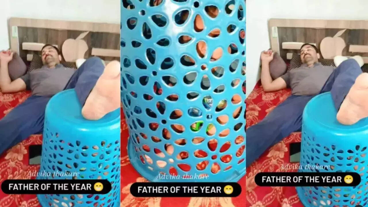 बच्चे को पकड़ने के लिए शख्स का देसी जुगाड़