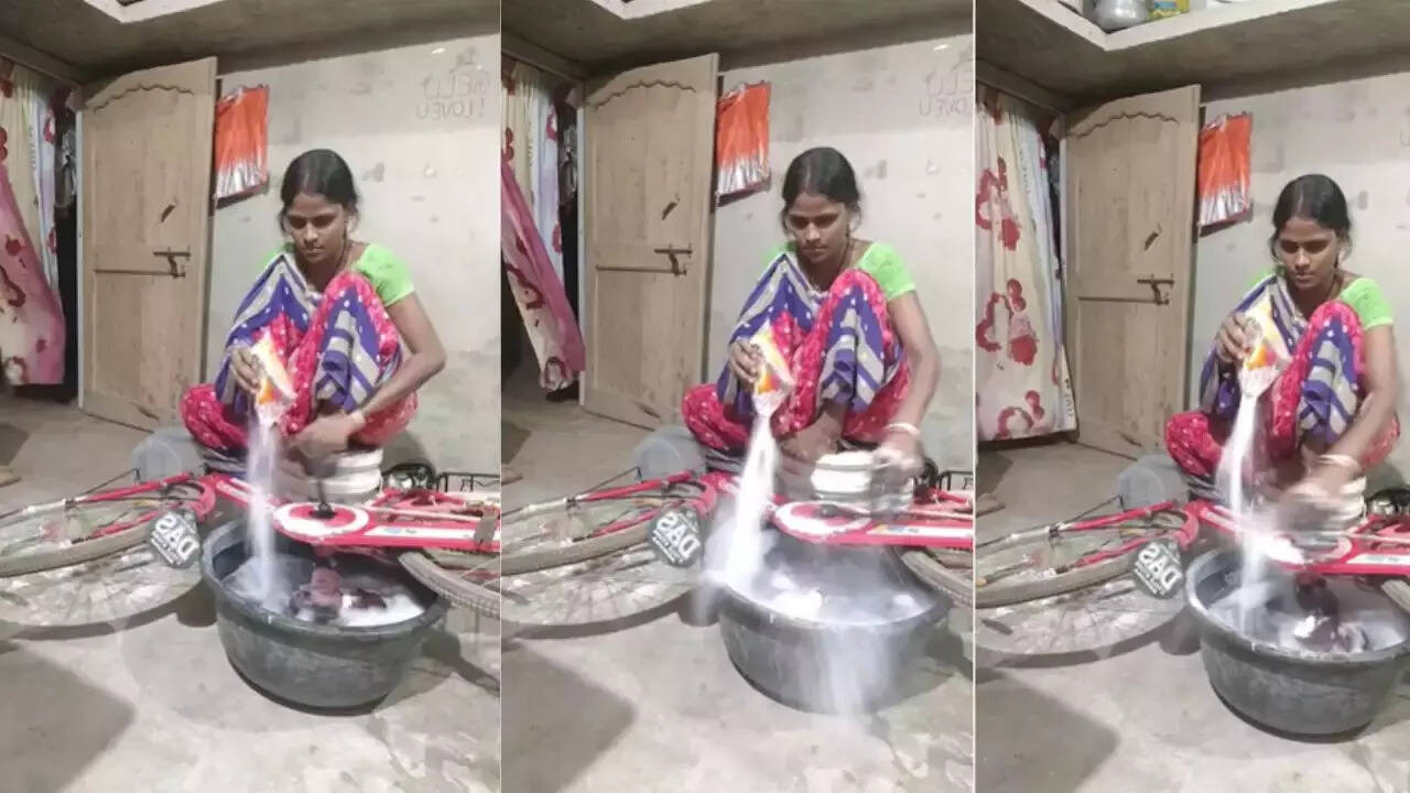 जुगाड़ से साइकिल को बनाया वॉशिंग मशीन