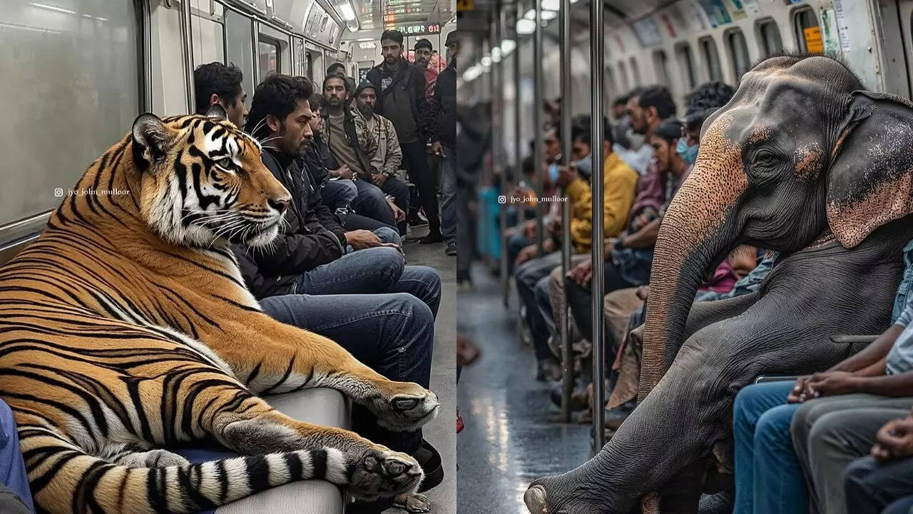 हजारों लाखों की तादाद में हर रोज लोग दिल्ली मेट्रो में सफर करते हैं। यात्रा के दौरान मेट्रो में इतनी भीड़ होती है कि पैर रखने तक की जगह नहीं होती है। मगर क्या हो जब आप मेट्रो में हों और सामने की सीट पर बाघ बैठा हुआ नजर आ जाए।
