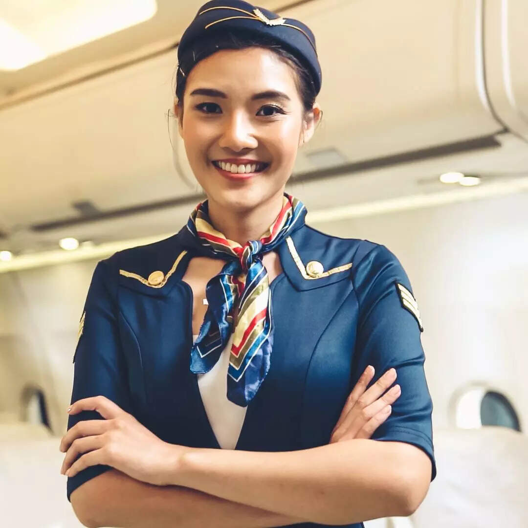 what an air hostess does after the completed the flight check here ...