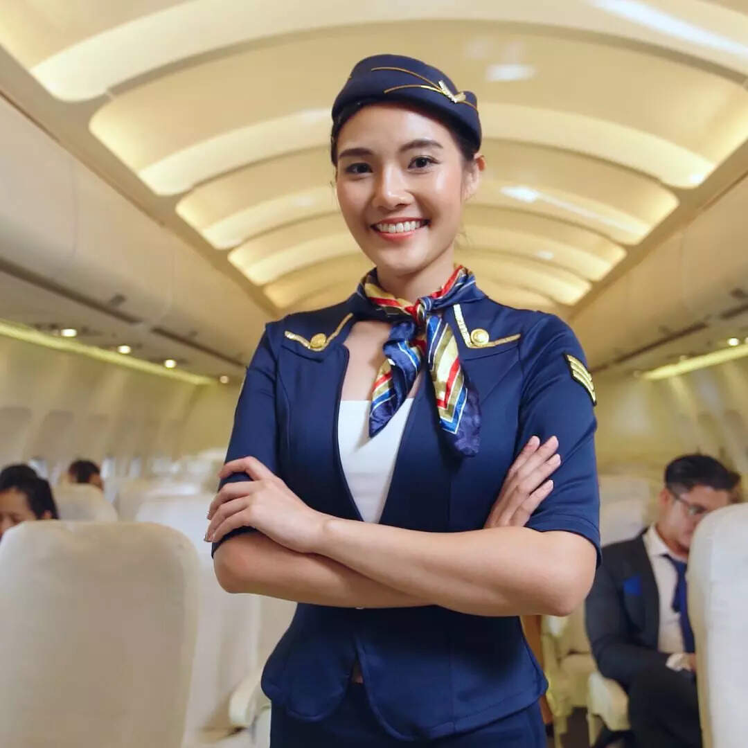 what an air hostess does after the completed the flight check here ...