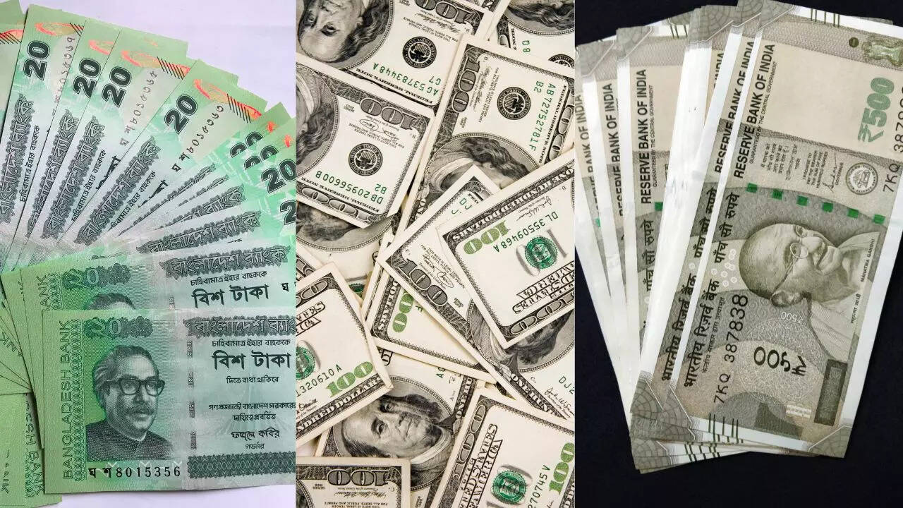 डॉलर की तुलना में टका और रुपया