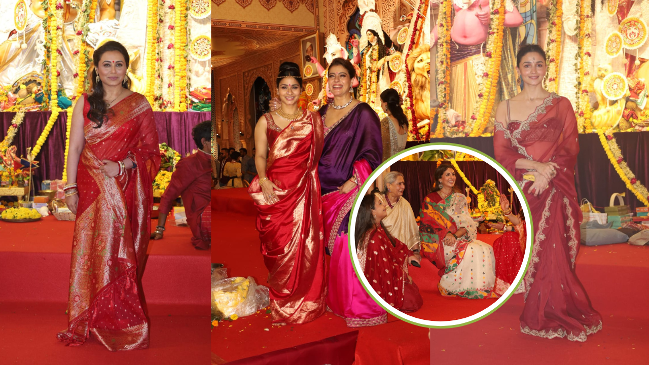 दुर्गा पूजा पंडाल में बॉलीवुड हसीनाएं