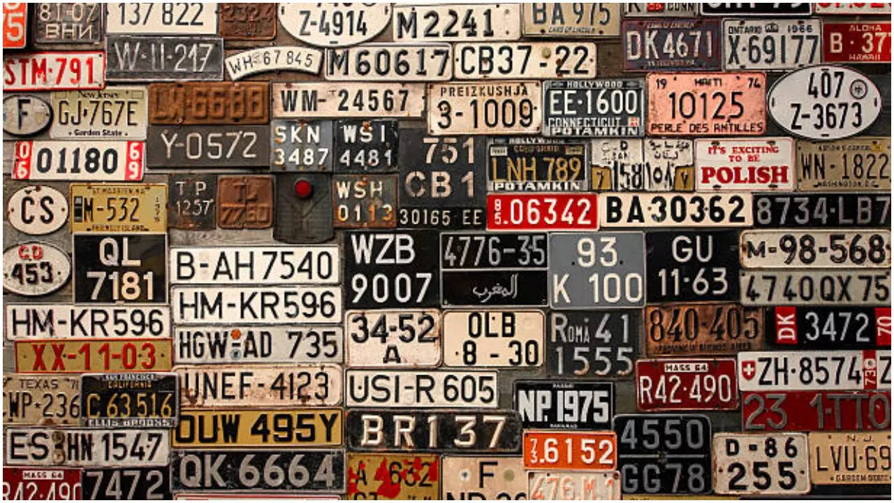 In which country first time number plate installed on vehicles