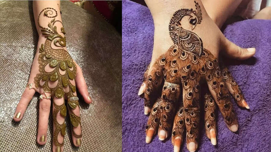 Mehndi Design For Karwachauth मोर मेहंदी की तस्वीर
