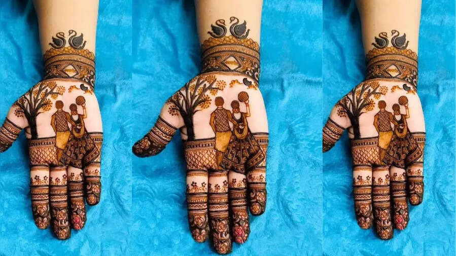Mehndi Design For Karwachauth लाइन मेहंदी डिजाइन