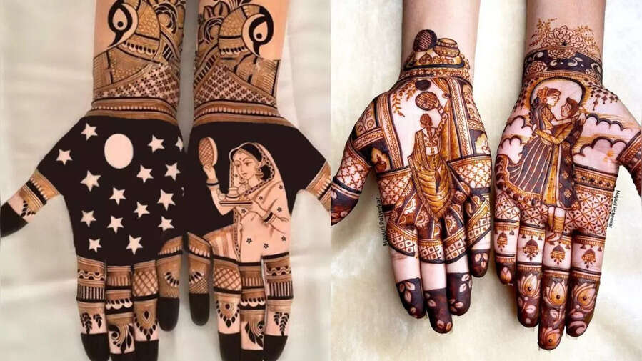 करवा चौथ पर भरे हाथ की मेहंदी