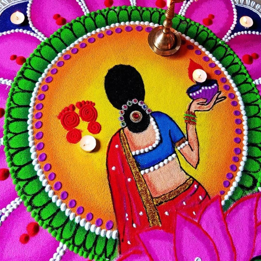 दिवाली पर दीये वाली रंगोली
