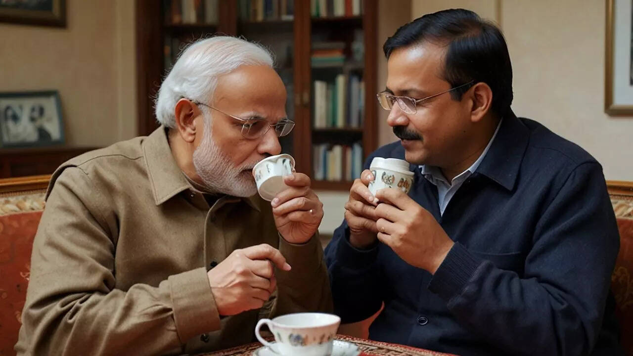 AI फोटो में दोनों नेता एक-दूसरे के काफी करीब बैठे दिख रहे हैं।