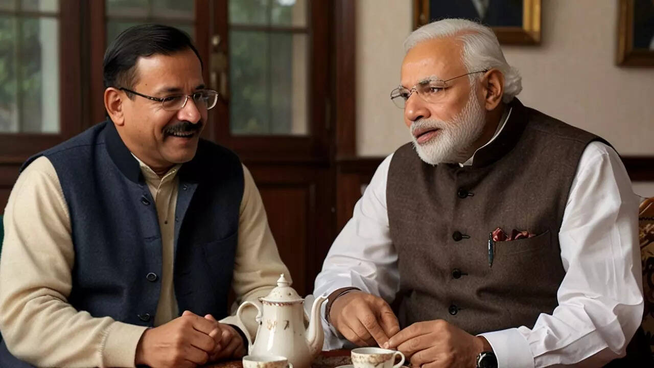AI फोटो में दोनों चाय पर चर्चा करते दिख रहे हैं, जल्द चुनाव प्रचार में आमने-सामने होंगे।