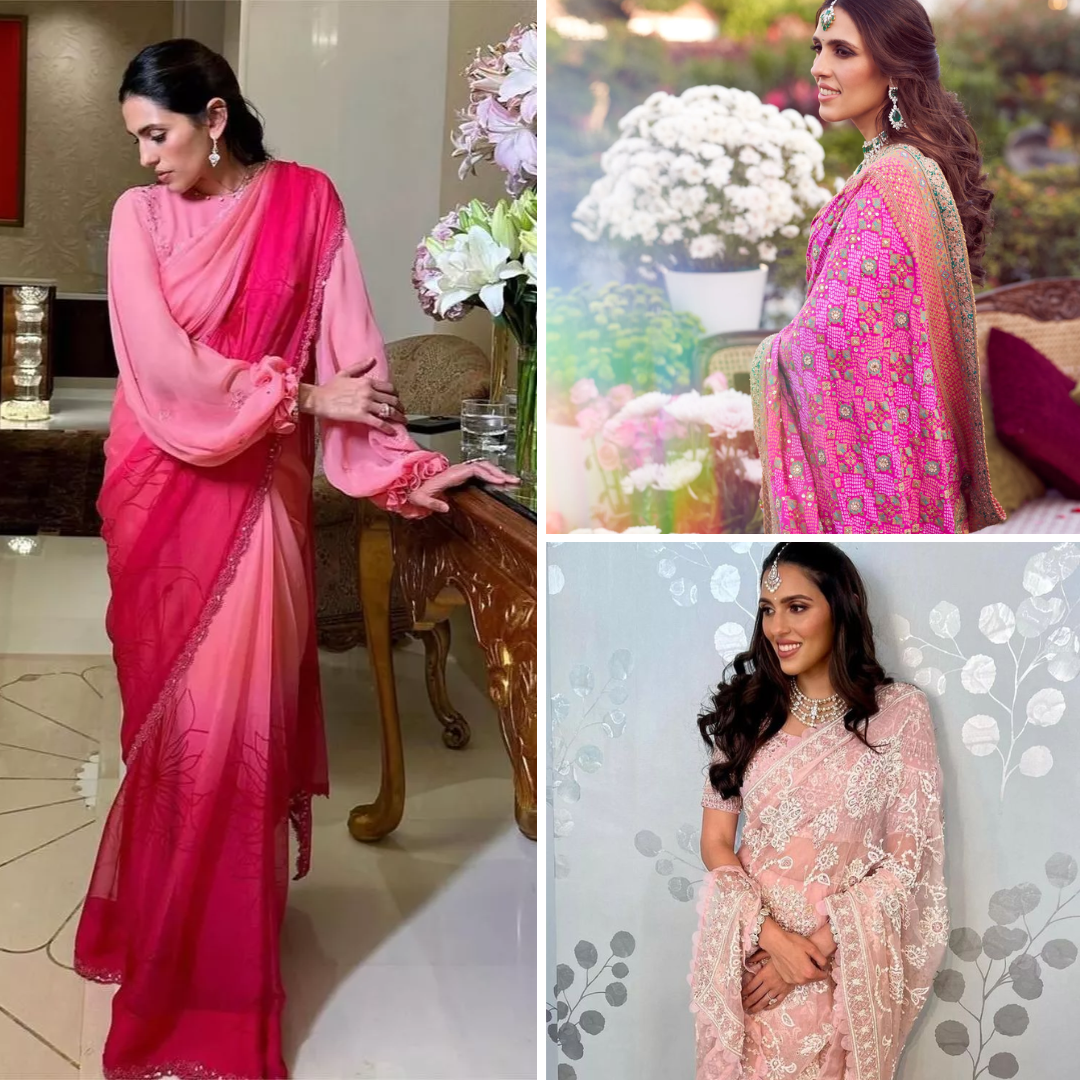 श्लोका मेहता की गुलाबी साड़ी