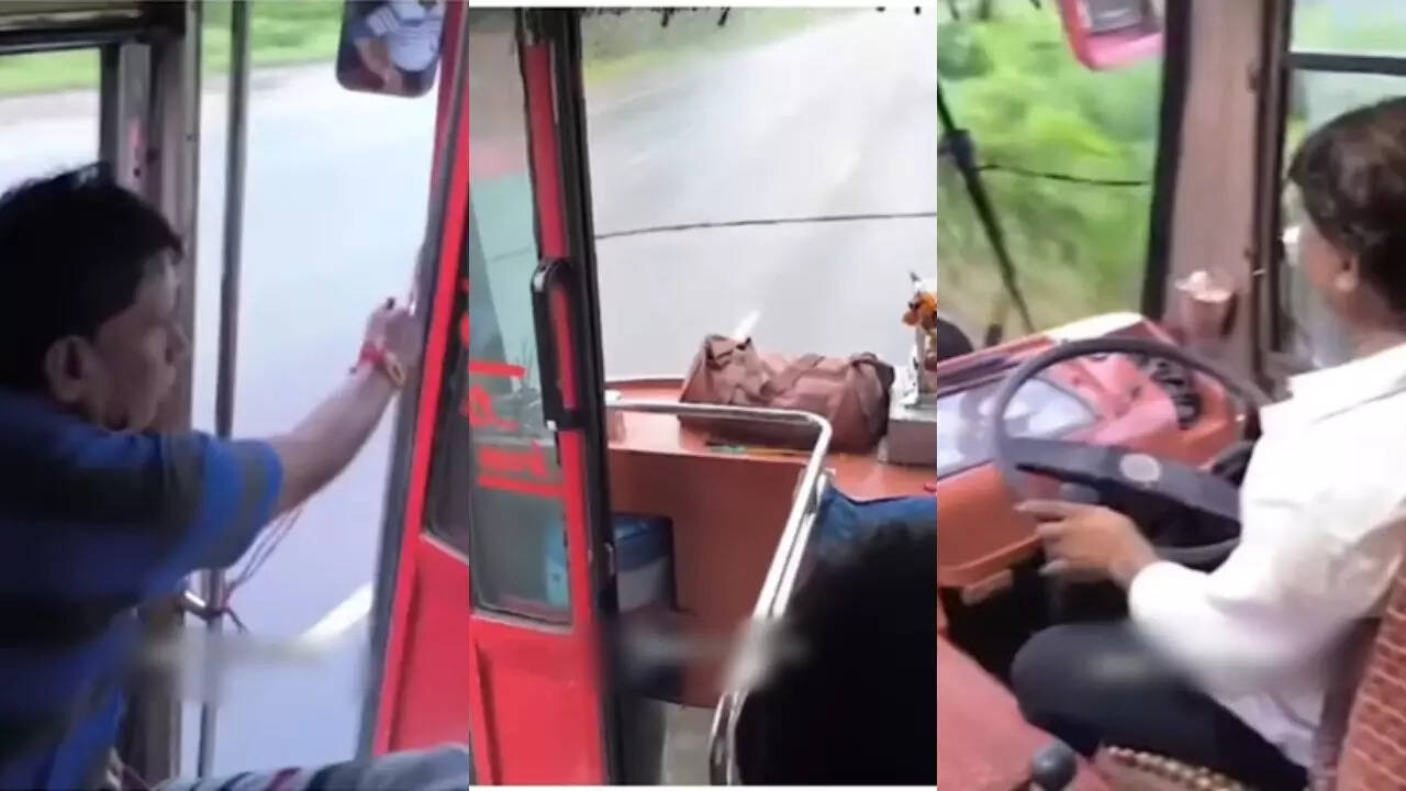 विंडस्क्रीन वाइपर खराब हुआ तो बस ड्राइवर ने दिमाग से इसका भी जुगाड़ ढूंढ निकाला।