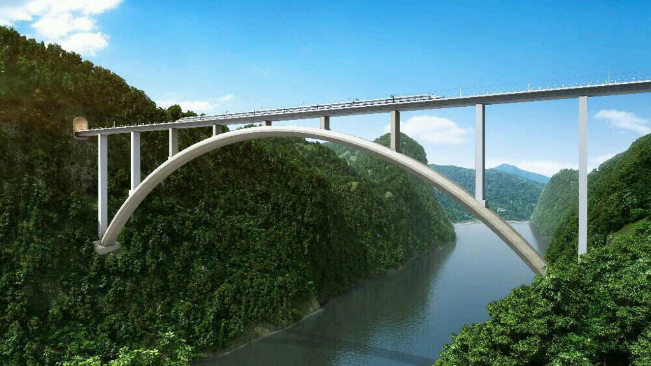 जियांगजीहे रेलवे ब्रिज - 298 मीटरJiangjiehe Railway Bridge