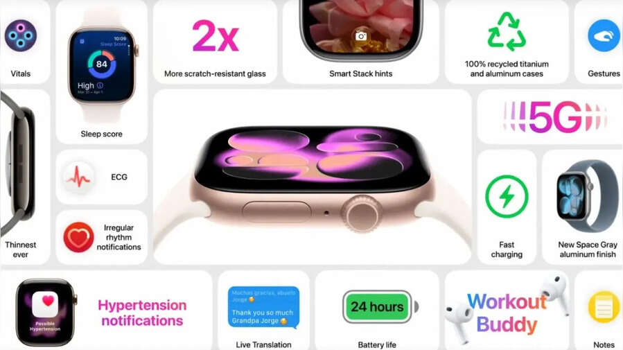 Apple Watch में मिलेंगे कई सारे धांसू फीचर्स सिंगल चार्ज में आप लेटेस्टेट एप्पल वॉच को करीब 18 घंटे तक इस्तेमाल कर पाएंगे। कंपनी ने इसमें फास्ट चार्जिंग का भी सपोर्ट दिया है।