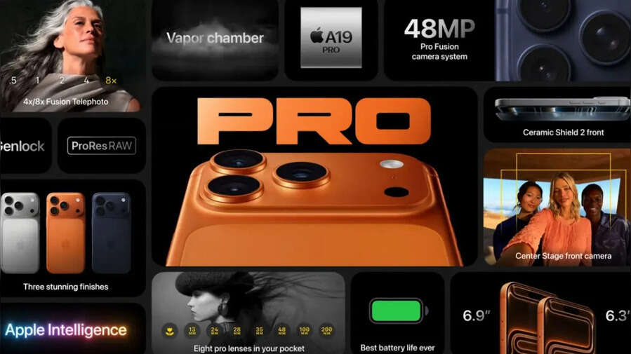 iPhone 17 Pro और iPhone 17 Pro Max को ट्रिपल रियर कैमरा सेटअप के साथ कंपनी ने लॉन्च किया है। प्रो सीरीज में 48-मेगापिक्स का फ्यूजन सेंसर दिया गया है। इसके साथ ही इसमें टेट्राप्रिज्म टेलीफोटो कैमरा भी मिलता है जो कि 8x ऑप्टिकल जूम और 40x हाइब्रिड जूम फीचर के साथ आते हैं।