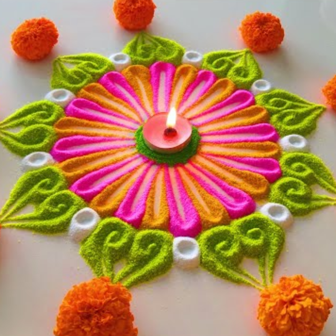 karwa Chauth 2025 Rangoli Design: Aate Se Chowk Purne Ki Simple Flower ...