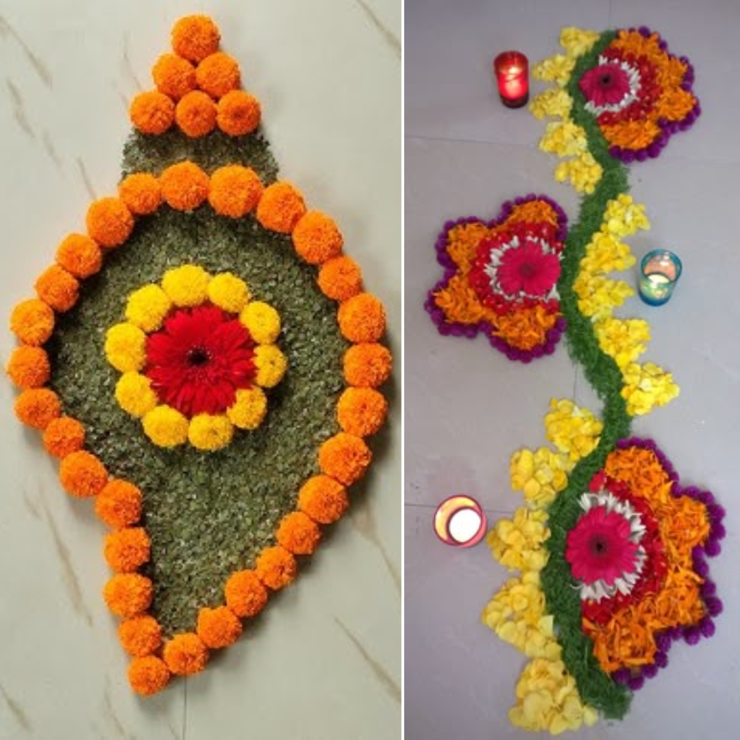 शंख और बेल की रंगोली