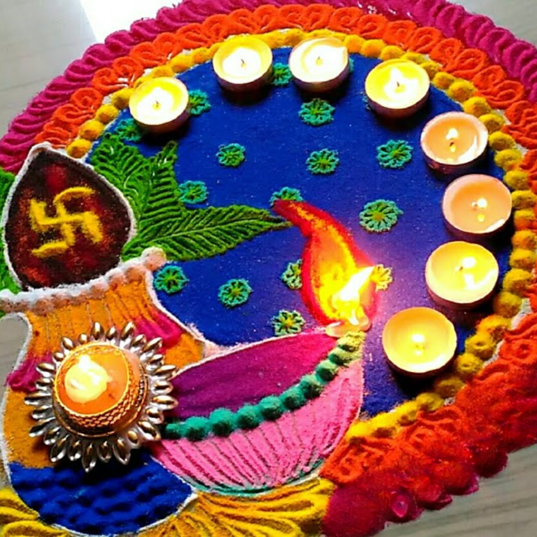 दीये वाली रंगोली