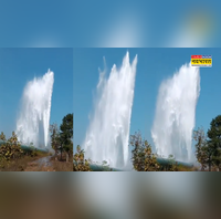 MP Video 80 फीट ऊंचाई फव्वारे से बह गया हजारों लीटर पानी नर्मदा गंभीर लिंक परियोजना का फटा पाइन