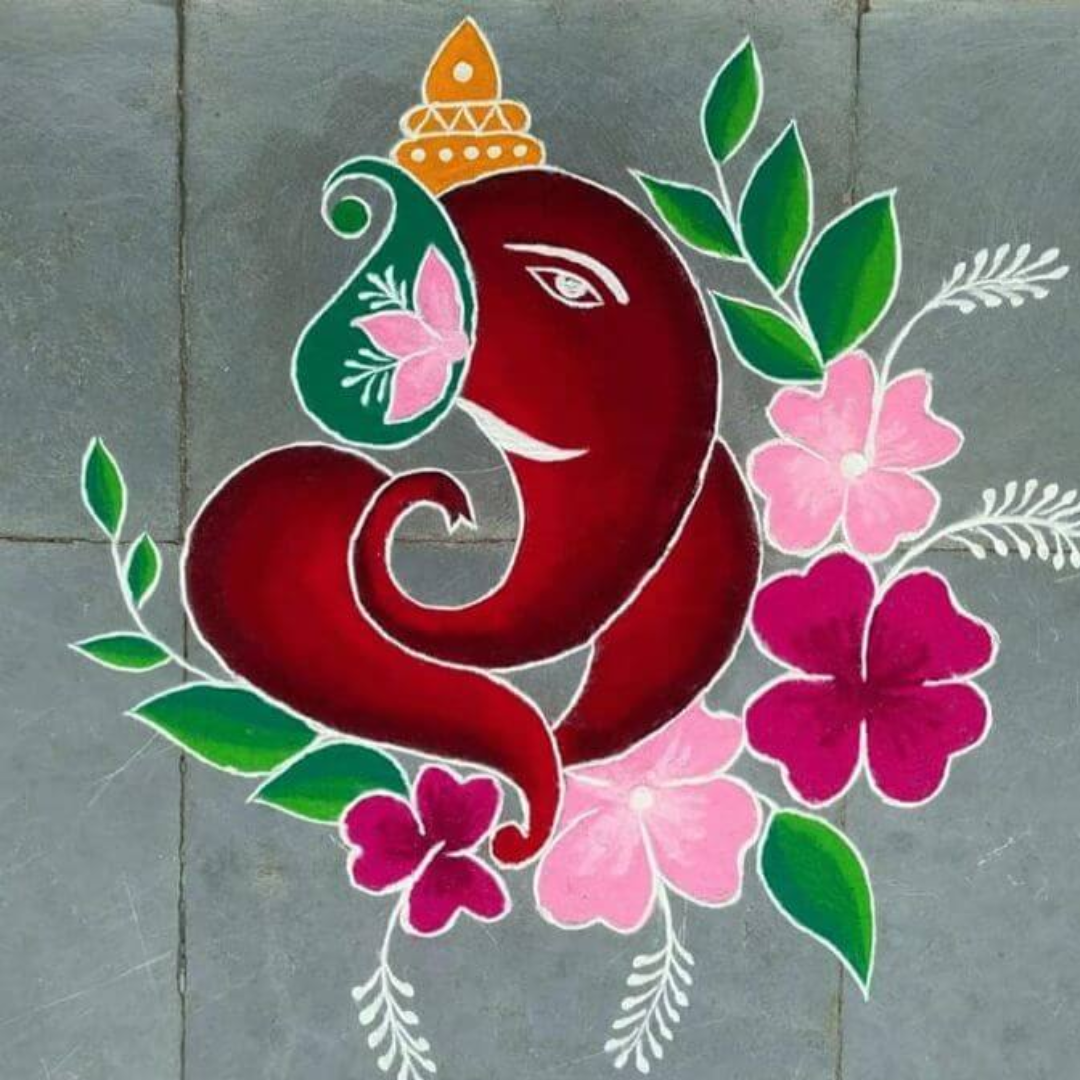 चॉक से बनी मेहंदी