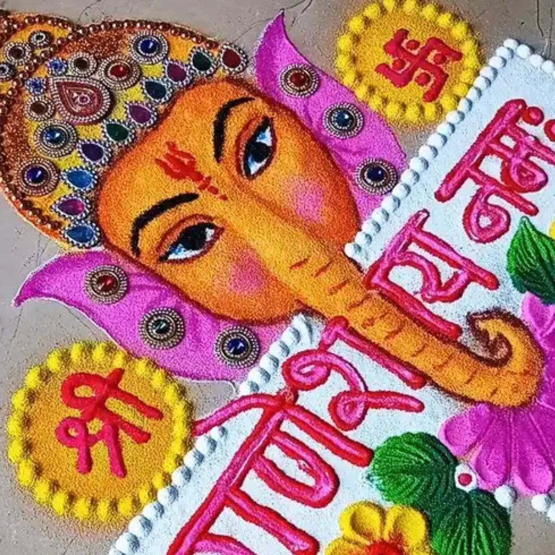 गणपति के चेहरे वाली मेहंदी