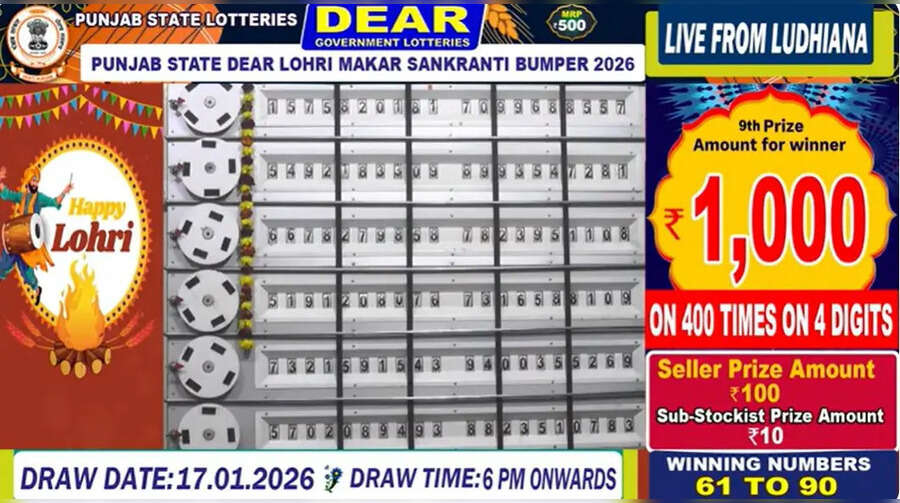 Punjab Lohri Makar Sankranti Bumper Lottery Result 2026 पंजाब स्टेट लोहरी मकर संक्रांति बम्पर LIVE किस टिकट को मिला नौवां पुरस्कार तीसरी सूची