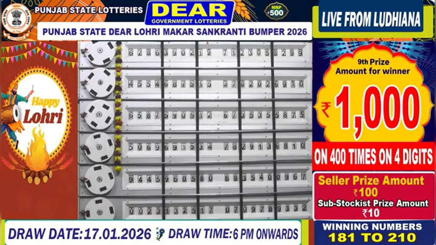 Punjab Lohri Makar Sankranti Bumper Lottery Result 2026 पंजाब स्टेट लोहरी मकर संक्रांति बम्पर LIVE किस टिकट को मिला नौवां पुरस्कार छठी सूची
