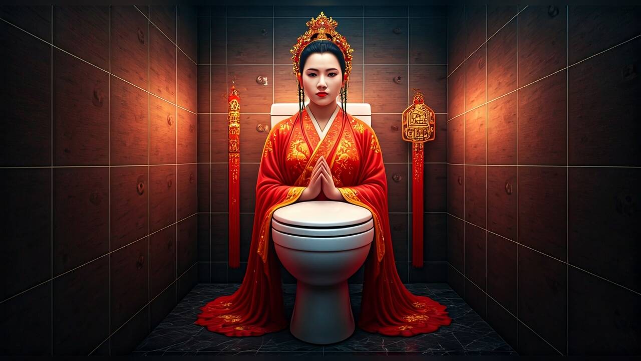 China people Worship Toilet Goddess with straw effigies rituals during ...