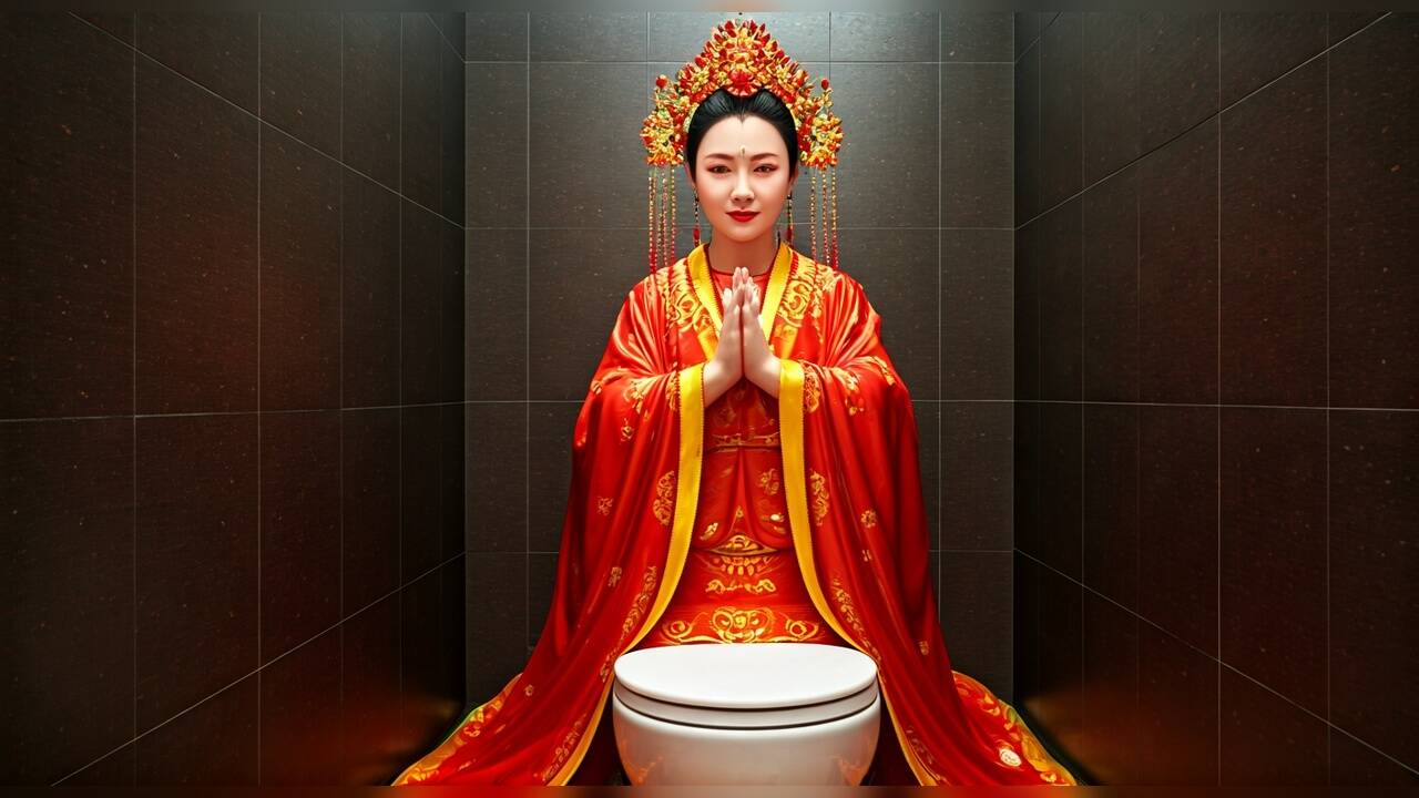 China people Worship Toilet Goddess with straw effigies rituals during ...
