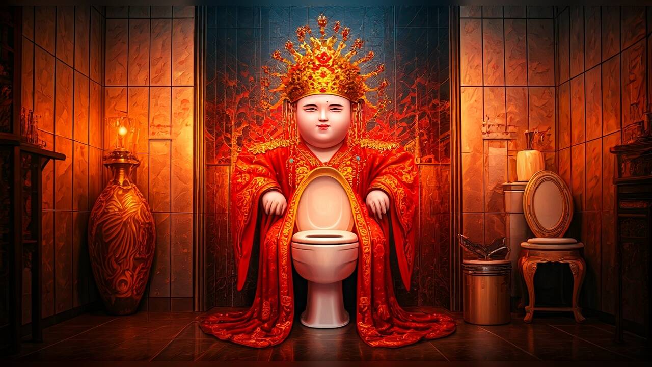 China people Worship Toilet Goddess with straw effigies rituals during ...