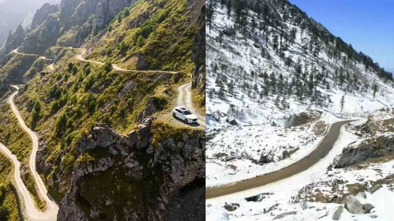​बर्फ से ढकी चोटियां तो दूसरी तरफ गहरी खाई, साथ ही बेहद खतरनाक हेयरपिन मोड़