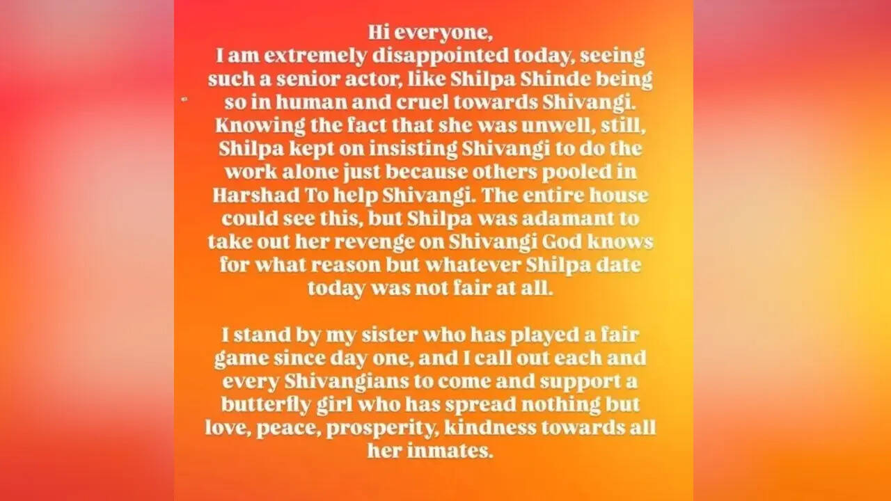 shivangi joshi sister post