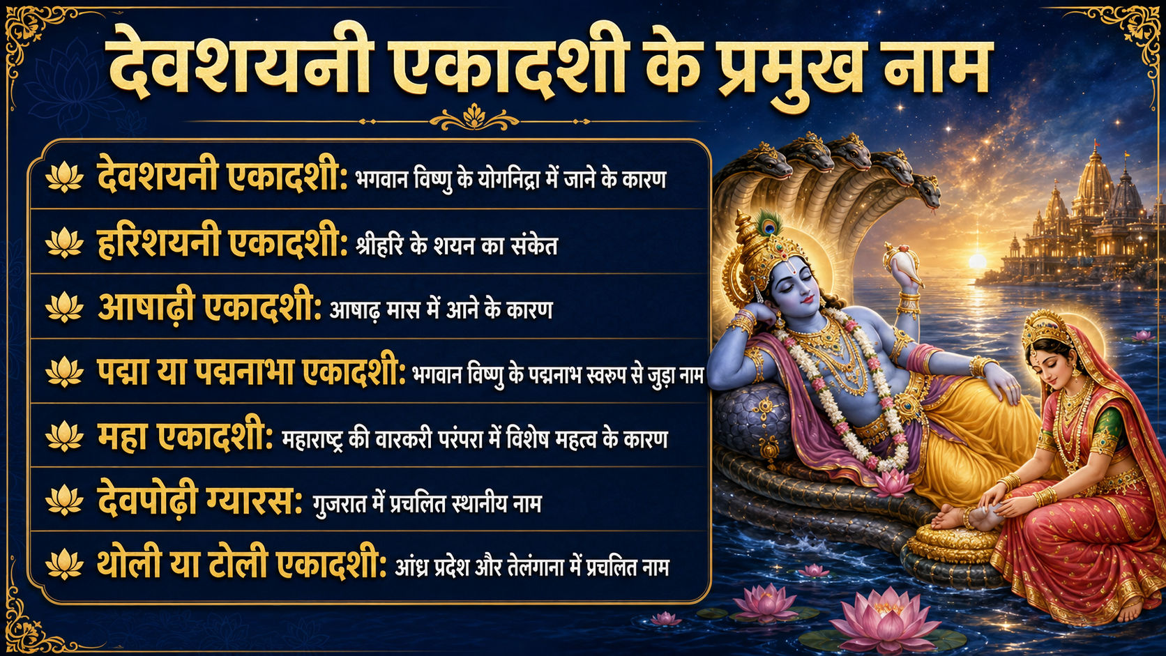 देवशयनी एकादशी के अलग अलग नाम क्यों हैं