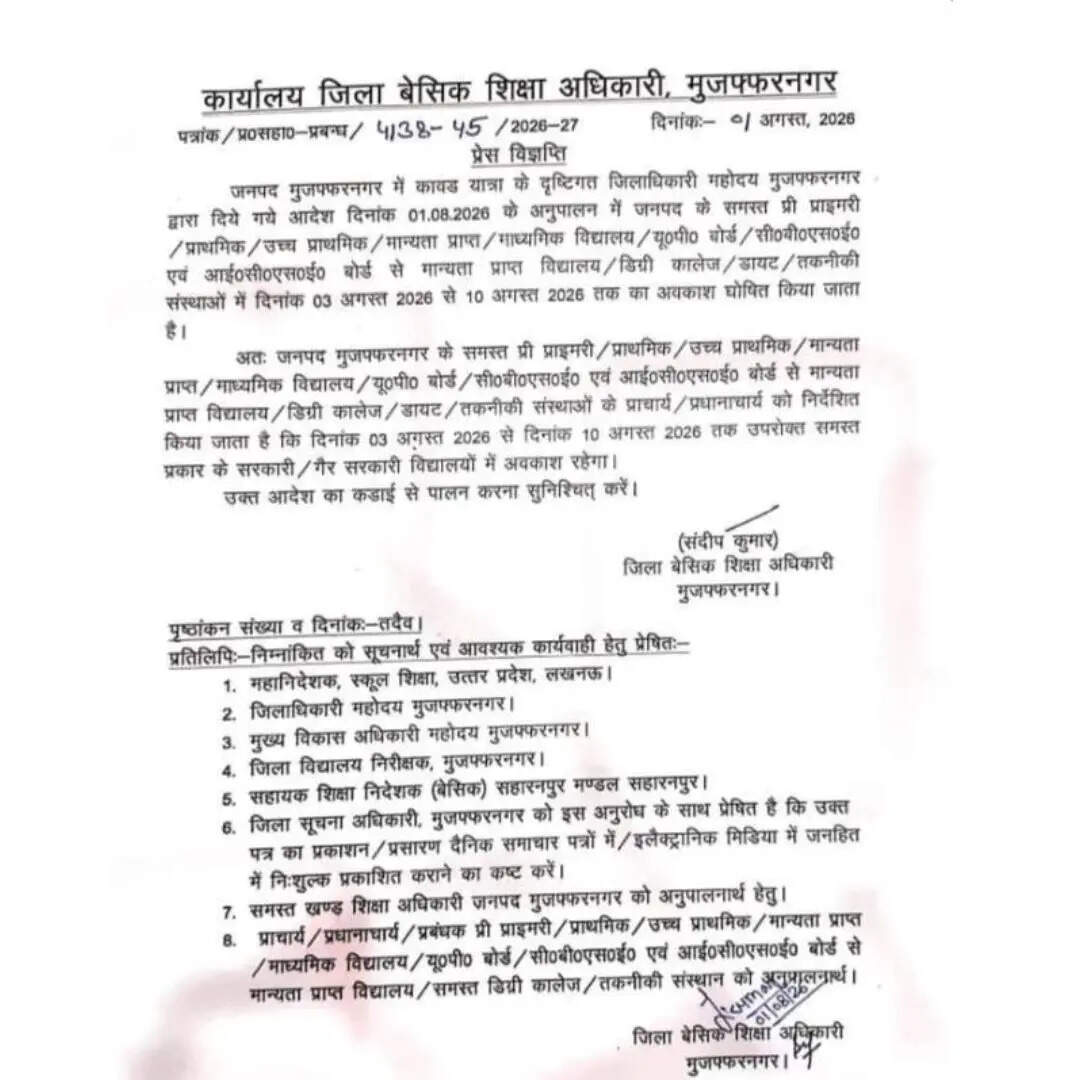 Muzaffarnagar School Closed