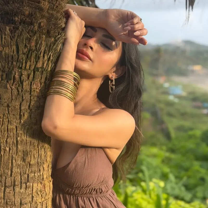 ब्राउन ड्रेस में मौनी रॉय ने दिखाई अदा