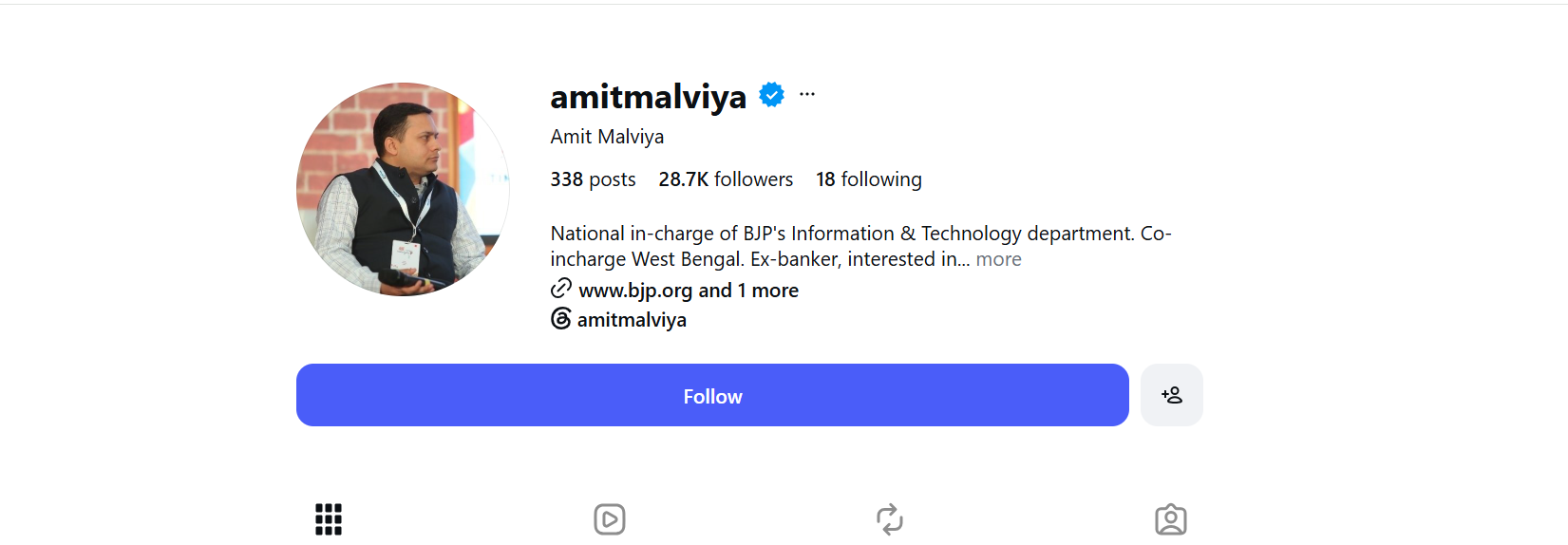अमित मालवीय का इस्टाग्राम अकाउंट