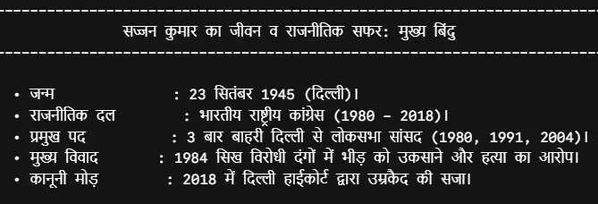 सज्जन कुमार से जुड़ी जानकारी