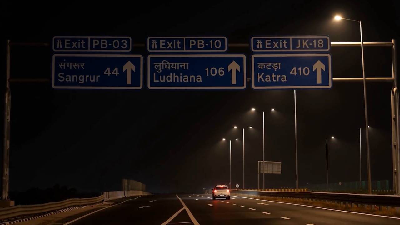 Delhi-Amritsar-Katra Expressway Night
