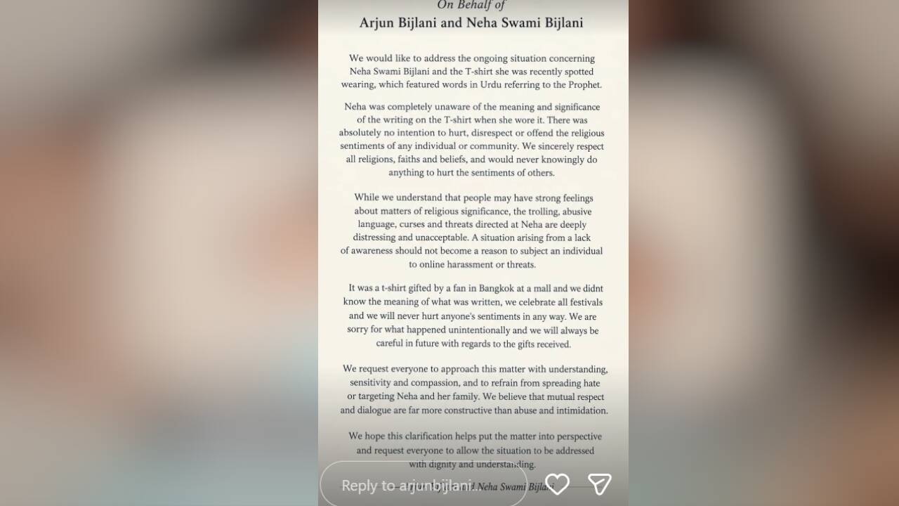 arjun bijlani neha swami post