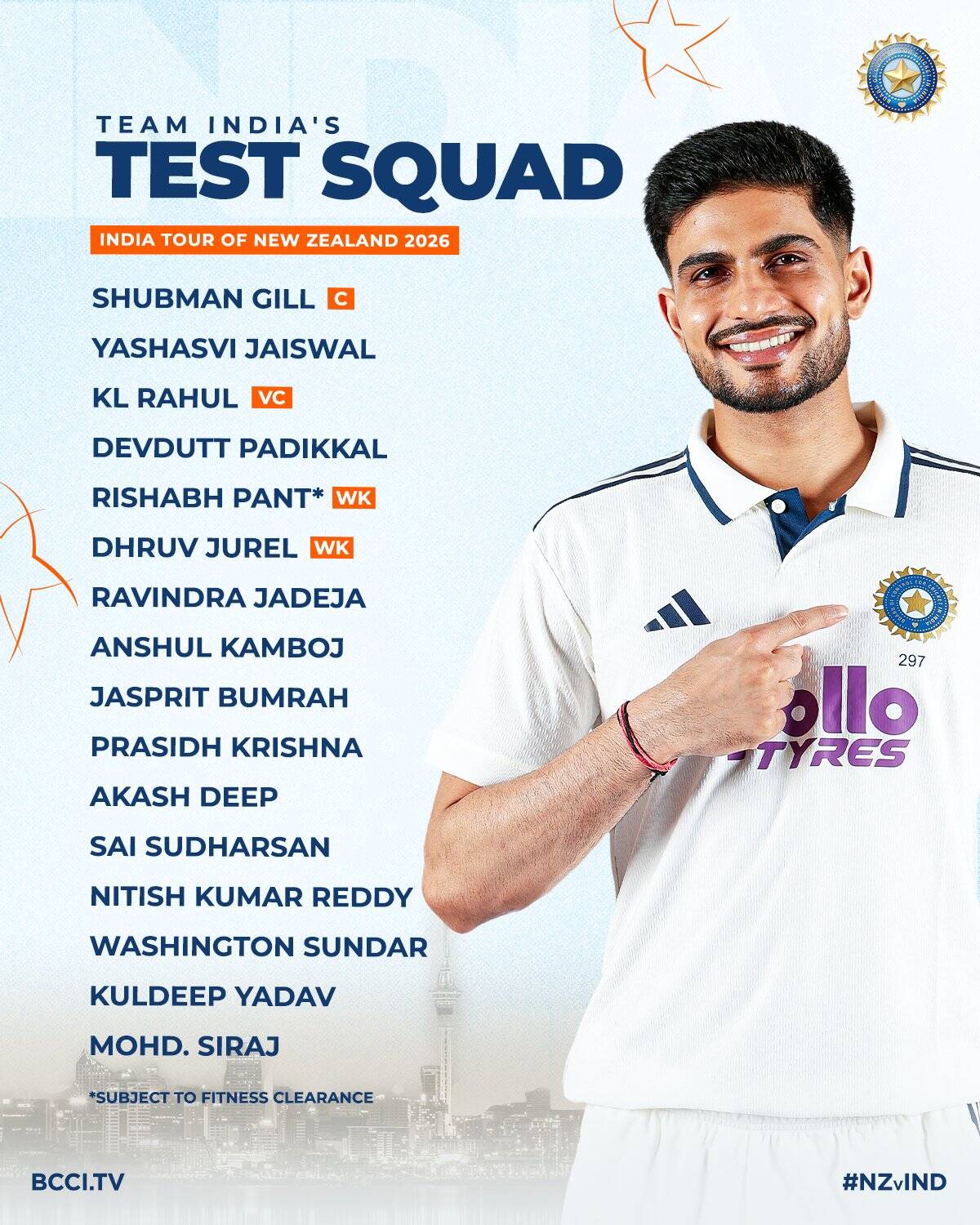 india Test Squad