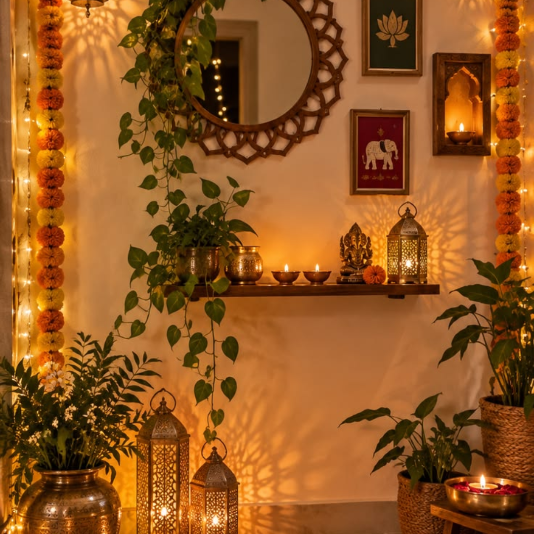 ​कुशन और आसन से सजाएं पूजा घर​