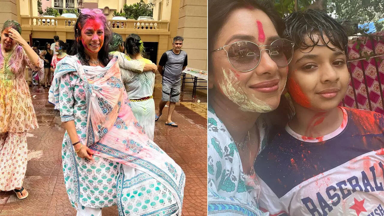 Anupama ने खेली जमकर होली Rupali Ganguly ने पति और बेटे को जमकर लगाया रंग
