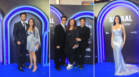 Bawaal Screening: जान्हवी, वरुण और नताशा ने मारी धाकड़ एंट्री, करण जौहर और तमन्ना भाटिया ने किया चेयर